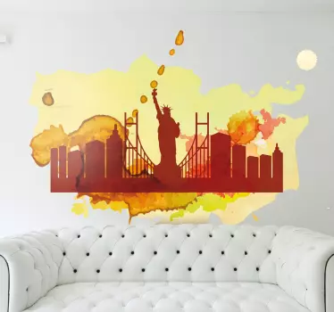 Sticker contorni New York acquarello - TenStickers