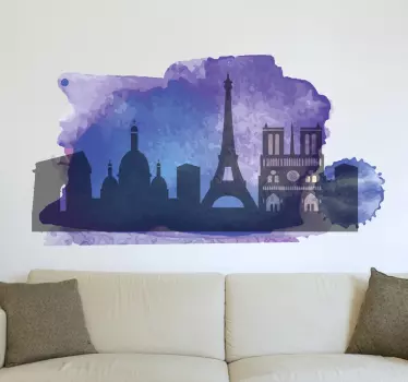 Sticker contorni Parigi acquarello - TenStickers