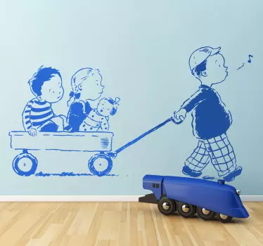 Sticker decorativo a spasso sul carretto - TenStickers
