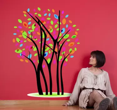 Sticker decorativo albero foglie colorate - TenStickers