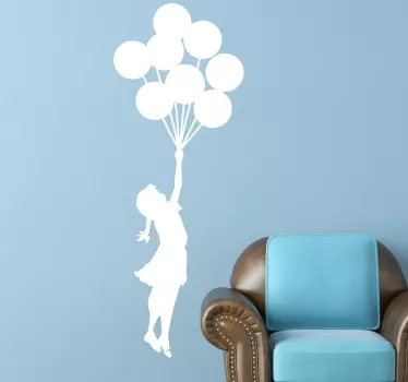 Sticker decorativo Bansky bambina con palloncini - TenStickers