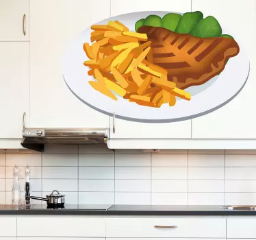 Sticker decorativo bistecca con patatine - TenStickers
