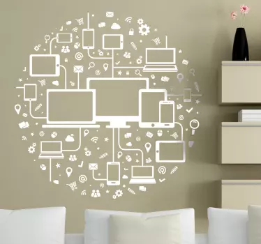 Sticker decorativo cerchio reti sociali - TenStickers