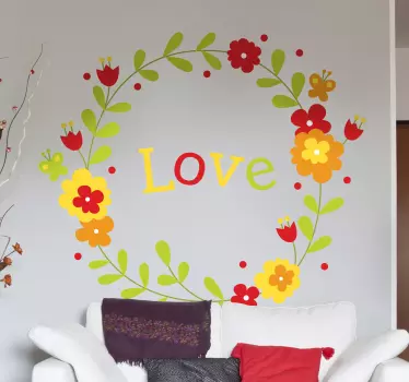Sticker decorativo corona fiori love - TenStickers