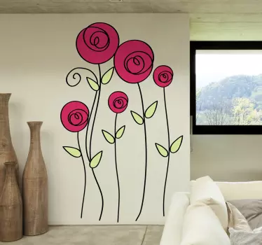Sticker decorativo disegno rose - TenStickers