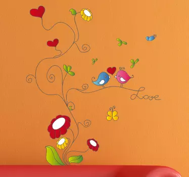 Sticker decorativo fiori e cuoricini - TenStickers