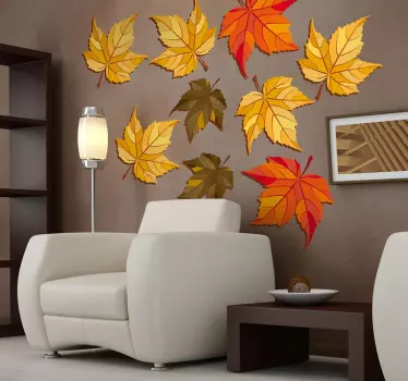 Set di 9 Sticker decorativo foglie di autunno - TenStickers