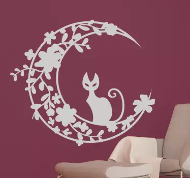 Sticker decorativo gatto sulla luna - TenStickers