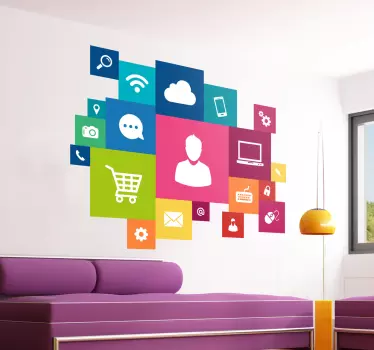 Sticker decorativo icone multimedia - TenStickers