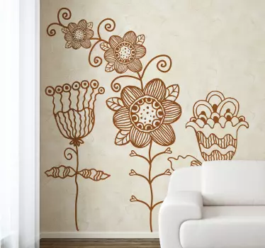 Sticker decorativo illustrazione tre fiori - TenStickers