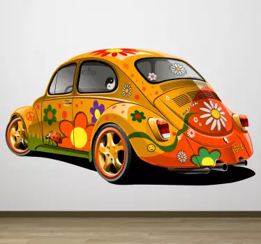 Sticker decorativo maggiolone hippie - TenStickers