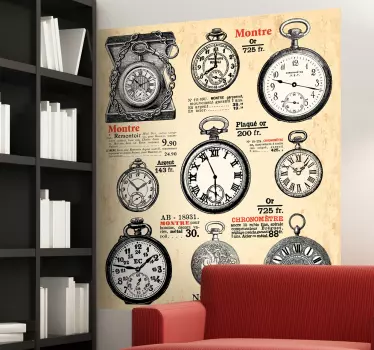 Sticker decorativo manifesto orologi vintage - TenStickers