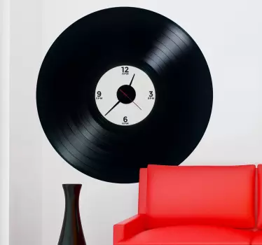 Sticker decorativo orologio disco vinile - TenStickers