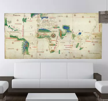Sticker decorativo planisfero mondo antico - TenStickers