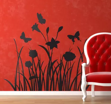 Sticker decorativo prato con farfalle - TenStickers