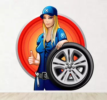 Sticker decorativo ragazza meccanico - TenStickers