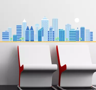 Sticker decorativo skyline di giorno - TenStickers