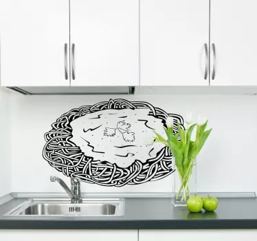 Sticker decorativo spaghetti al pomodoro - TenStickers