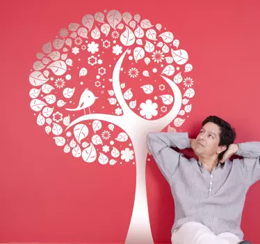 Sticker decorativo uccellino sull'albero - TenStickers
