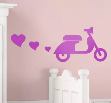 Sticker decorativo vespa con cuoricini - TenStickers