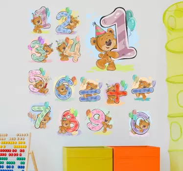 sticker infantile numeri orsi - TenStickers