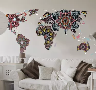 Adesivo murale mappamondo mandala - TenStickers