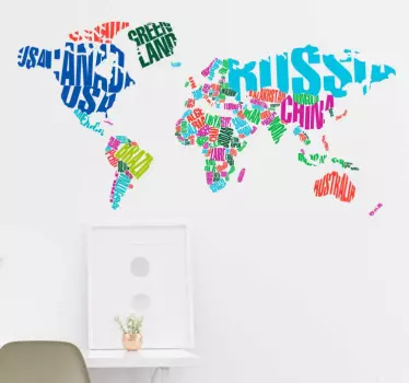 Sticker mappamondo colorato stati - TenStickers
