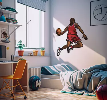 Adesivo murale giocatore di basket che salta - TenStickers