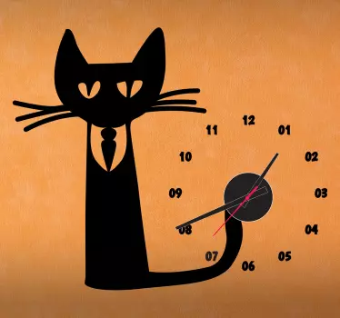 Sticker orologio bambini signor gatto - TenStickers