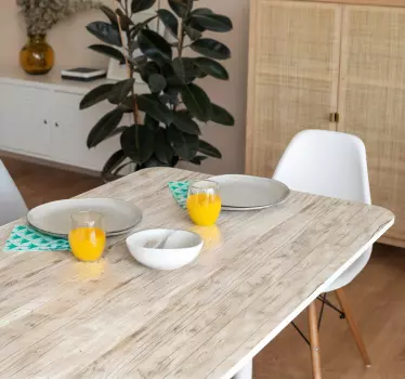 Adesivo murale sala da pranzo legno chiaro per tavolo - TenStickers