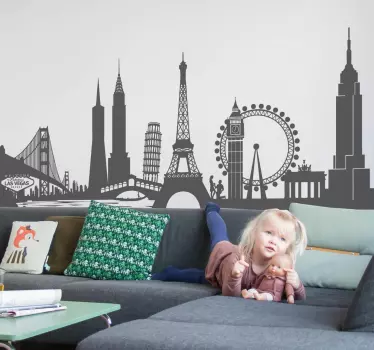 Sticker skyline monumenti famosi - TenStickers