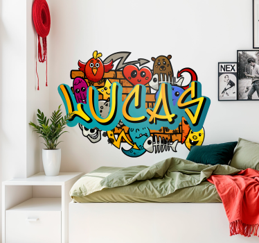 Sticker street art Graffiti a colori con nome personalizzato - TenStickers