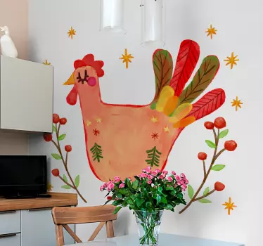 Sticker uccello Gallo floreale - TenStickers