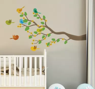 Adesivo murale con uccelli su albero - TenStickers