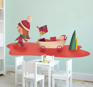 Wall sticker bambina passeggia nel bosco - TenStickers