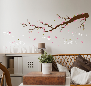 Adesivo murale fiori rosa al vento - TenStickers