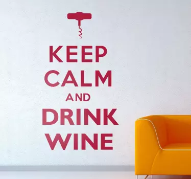Wall Sticker Keep Calm and Drink Wine - TenStickers