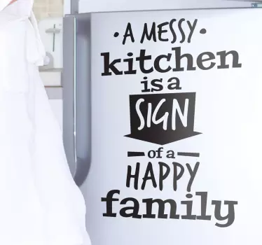 Wall Sticker Messy Kitchen Happy Family - TenStickers