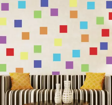 Adesivo murale quadretti arcobaleno - TenStickers