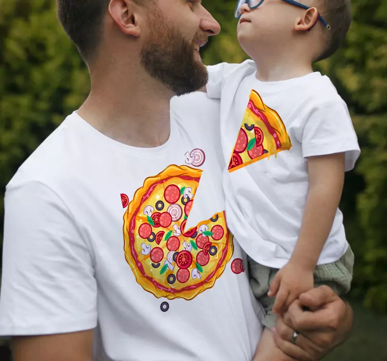 T-shirt padre e figlio Fetta di pizza - TenStickers