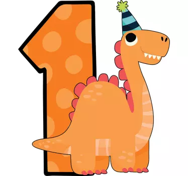 Maglietta bebè compleanno di dinosauro carino - TenStickers