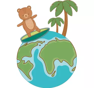 Maglietta bebè orsetto carino surfista globale - TenStickers