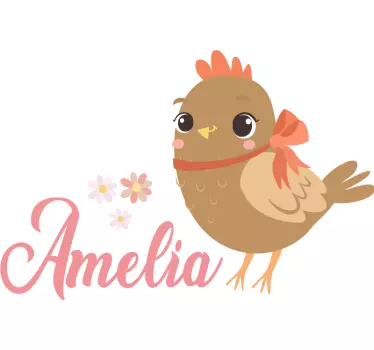 Maglietta bebè pulcino marrone con nome - TenStickers