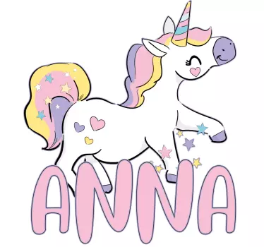 Maglietta bebè unicorno felice con nome - TenStickers