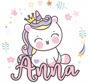 Maglietta bebè unicorno scandinavo con nome - TenStickers