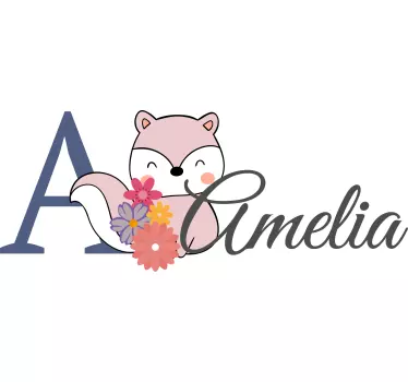 Maglietta bebè volpe iniziale floreale - TenStickers