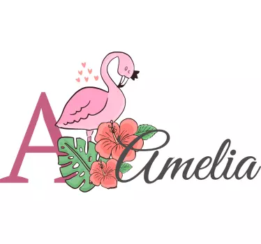 Maglietta bebè un fenicottero e fiori - TenStickers