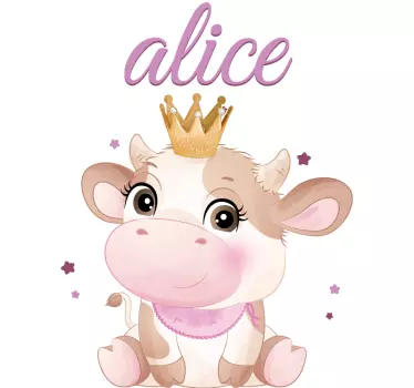 Maglietta bebè Simpatica mucca per ragazza con nome - TenStickers