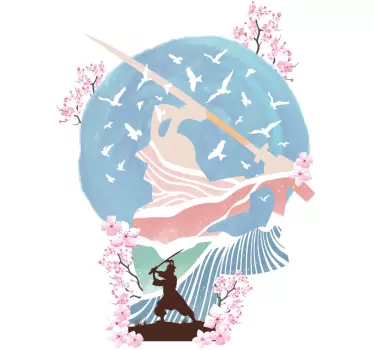 Maglietta bebè tema samurai floreale incantevole - TenStickers