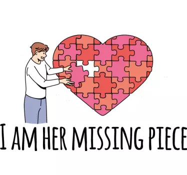 Maglietta fidanzati connessione cuore puzzle - TenStickers